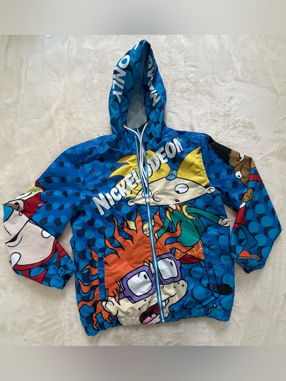 Members Only x Nickelodeon Rugrats Blue Windbreaker Jacket Chuckie Hey Arnold M